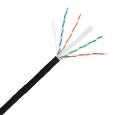 NIKOLAN NKL 4140C-BK Кабель U/UTP 4 пары, Кат.6, одножильный, BC, 23AWG (0,55мм), внутренний/внешний, LSZH нг(А)-HFLTx, черный, 305м
