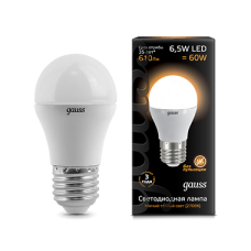 Gauss 105102107 Лампа Gauss Шар 6.5W 520lm 3000K E27 LED